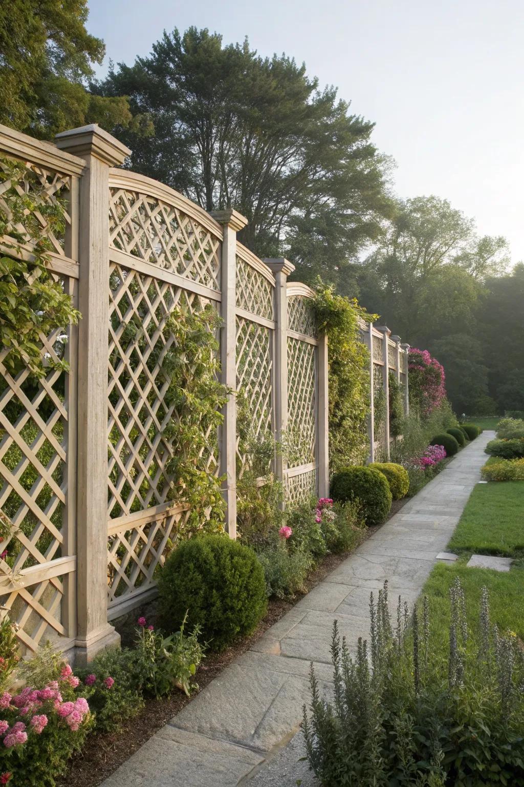 Wide lattice panels keep your garden open and airy.