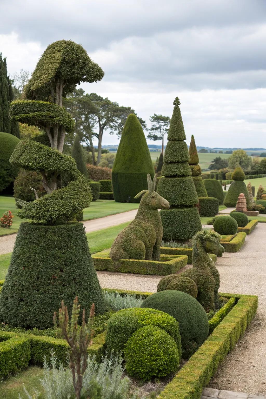 Elevate elegance with sculpted topiary shapes.