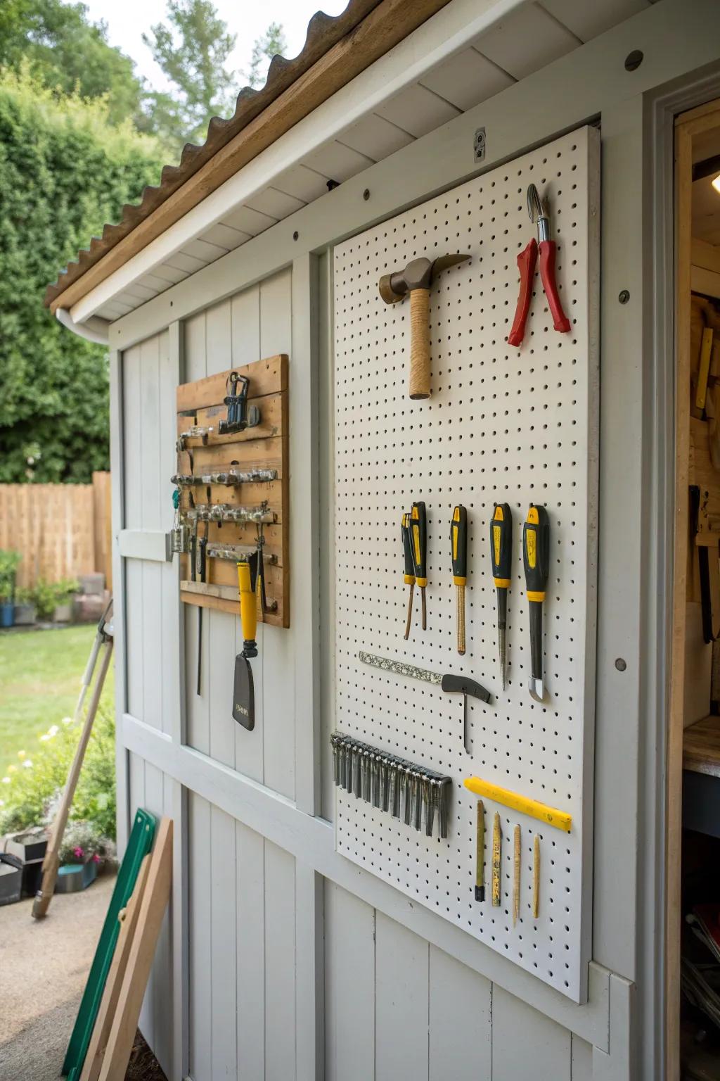 A tool wall masterpiece showcases organized tools.