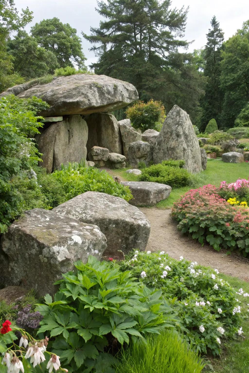 Limestone boulders make a bold statement.