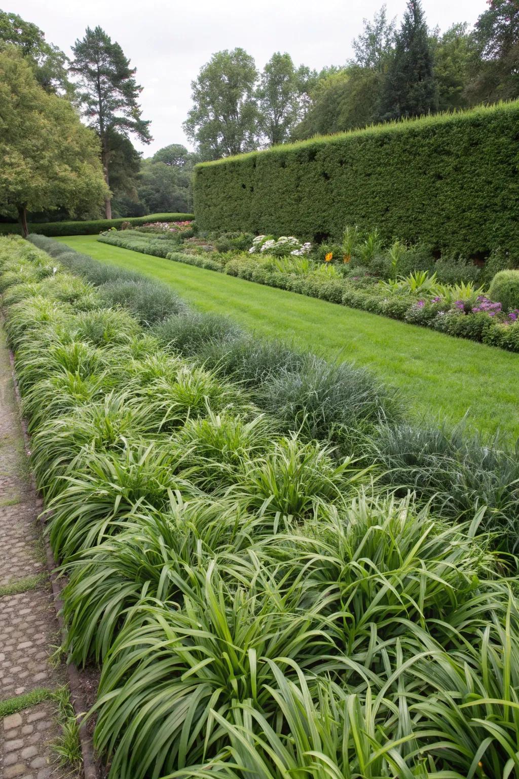 Liriope as a lush alternative to a traditional grass lawn.