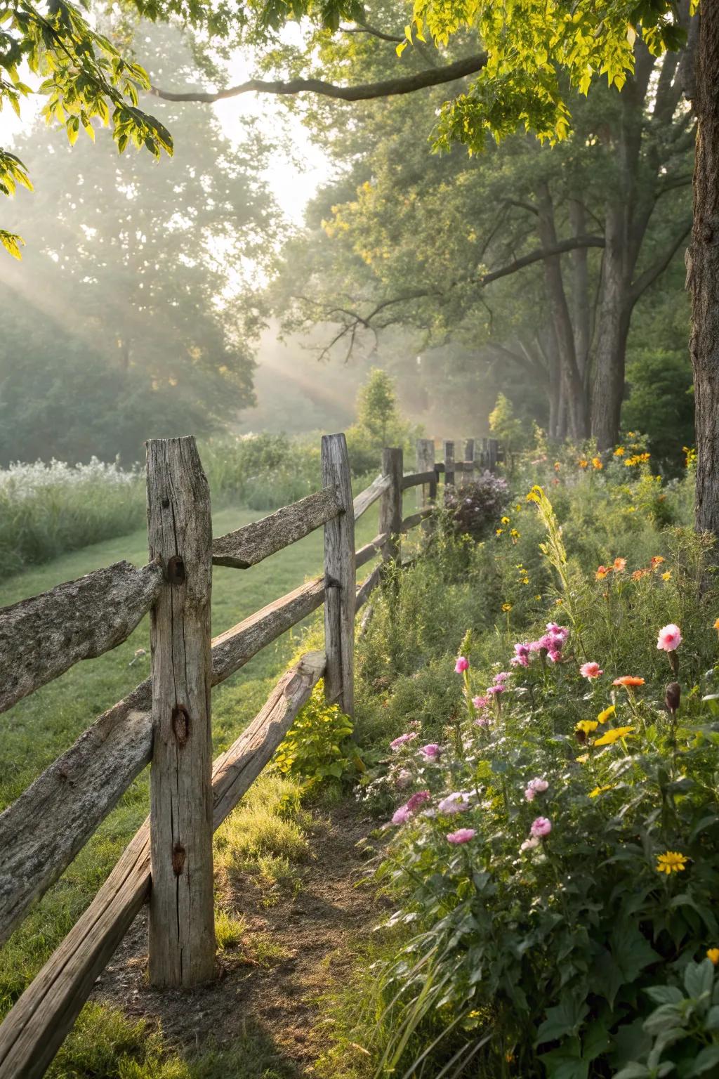 Reclaimed wood offers a budget-friendly and character-filled fence.