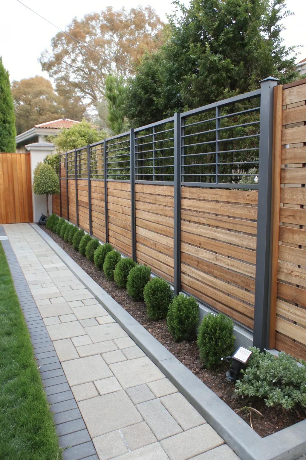 Mixed material fences offer creativity and practicality with minimal maintenance.