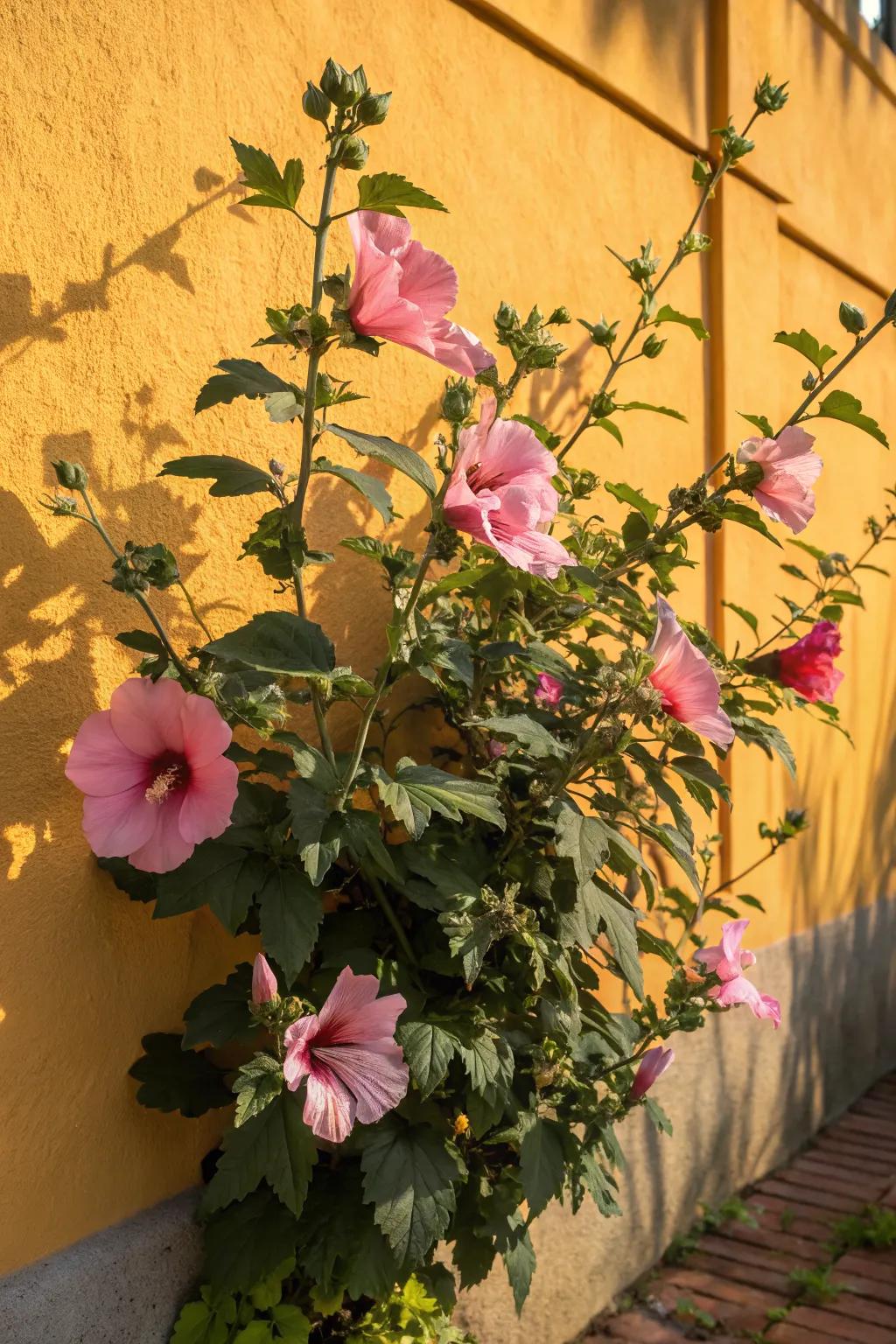Rose of Sharon providing a profusion of blooms and a pop of color.