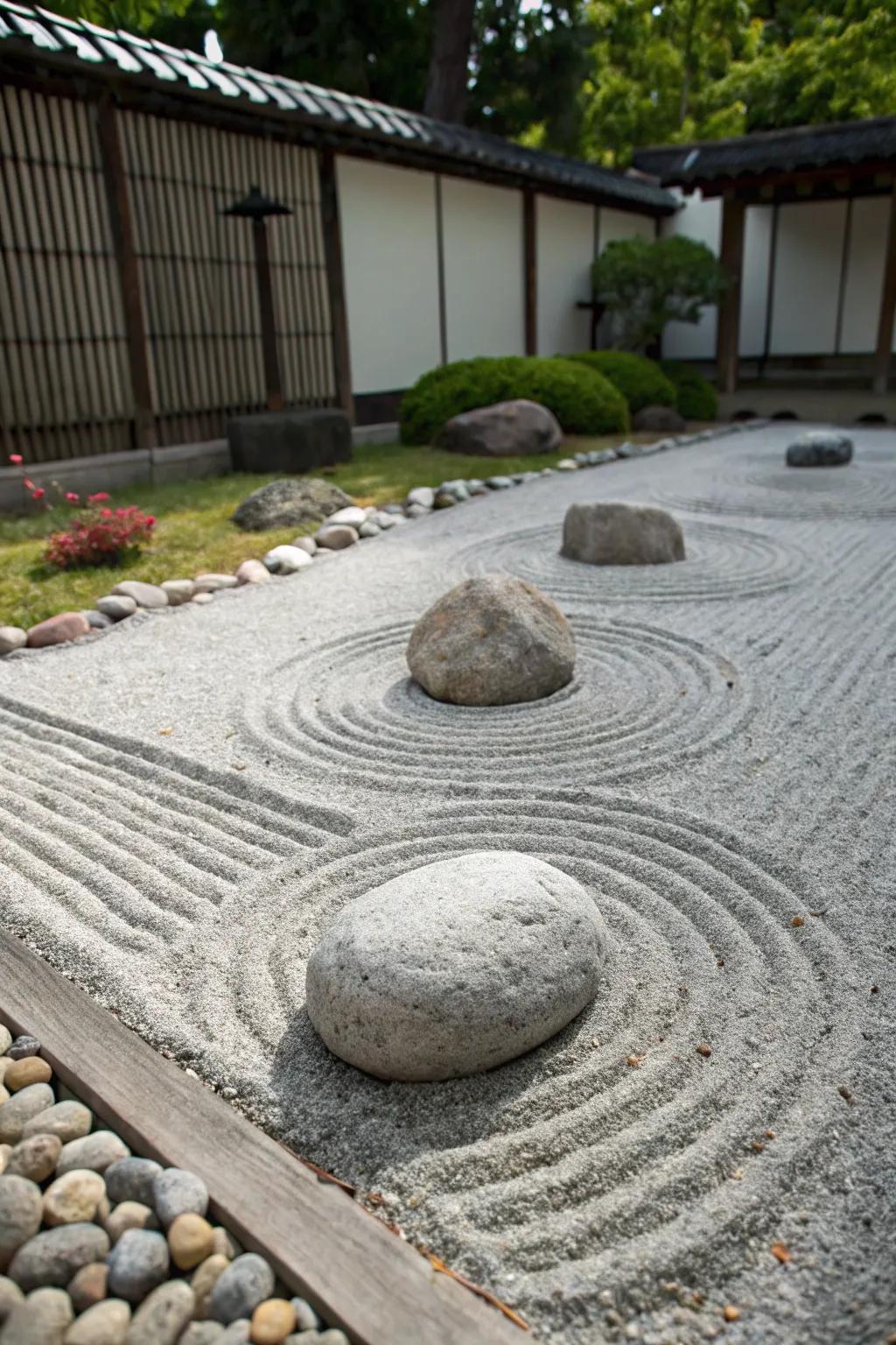 Zen gardens provide a meditative space with minimal upkeep.