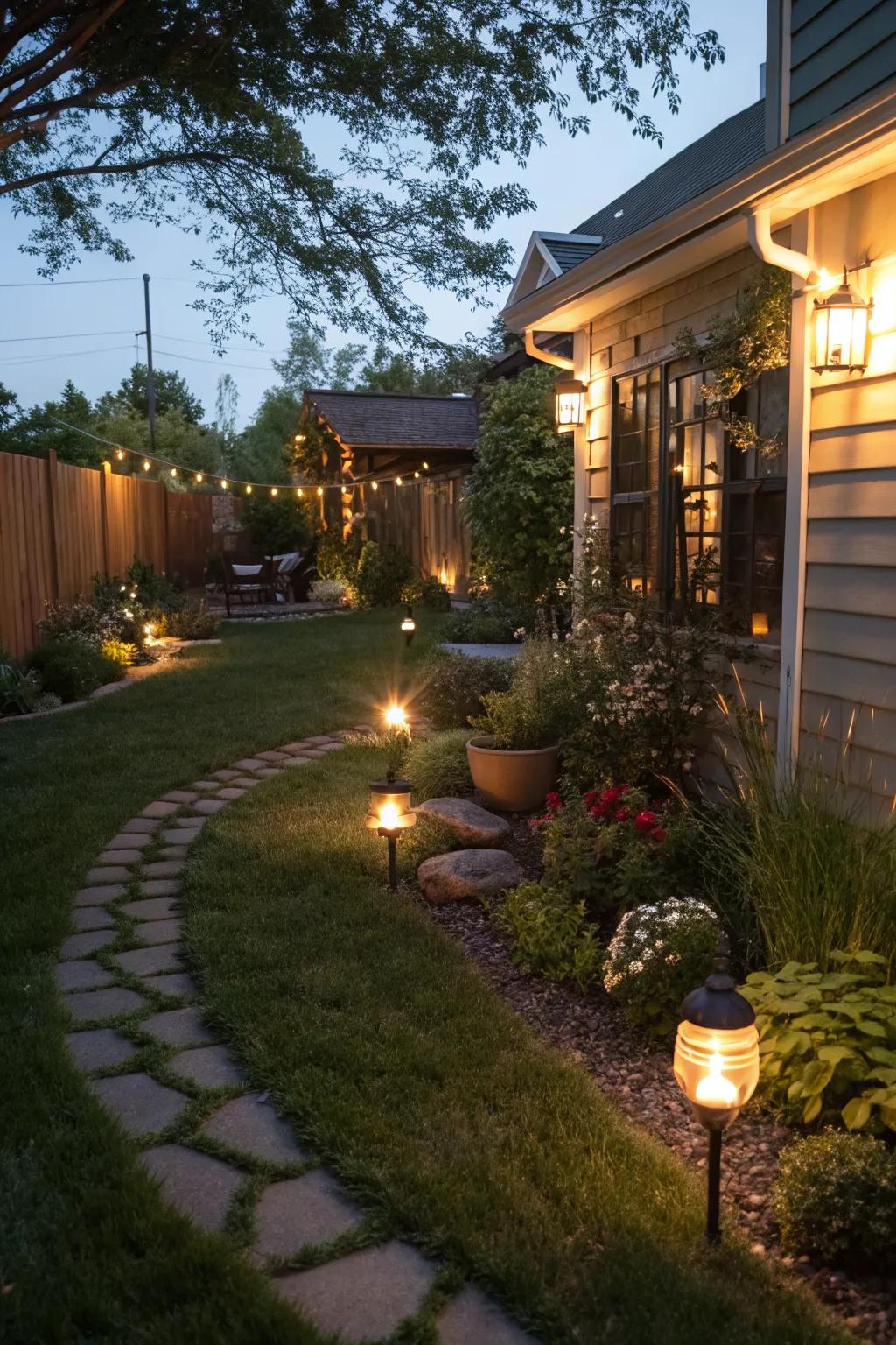Outdoor lighting transforms your yard into a magical evening retreat.