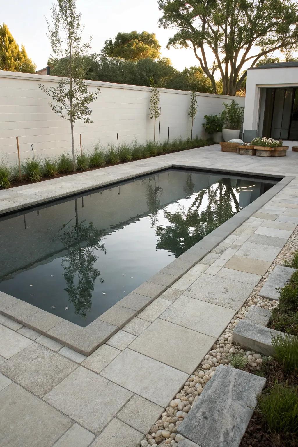 Reflecting pools add elegance with little upkeep.