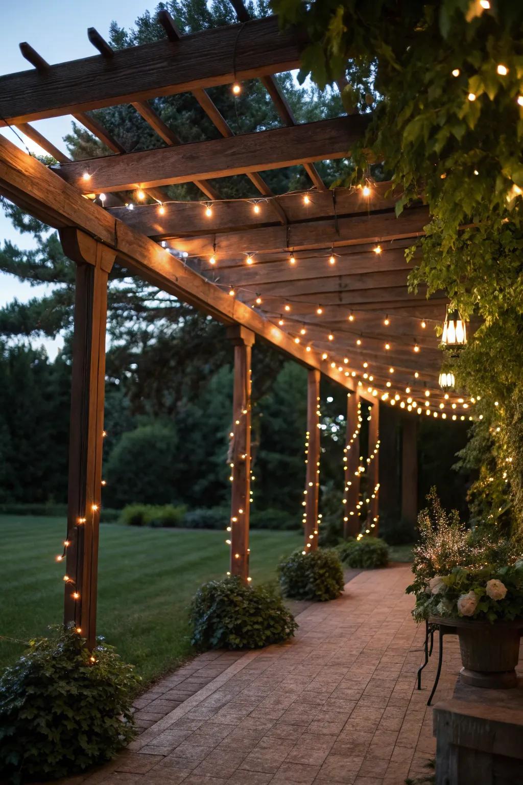 String lights bring romance and warmth to outdoor spaces.