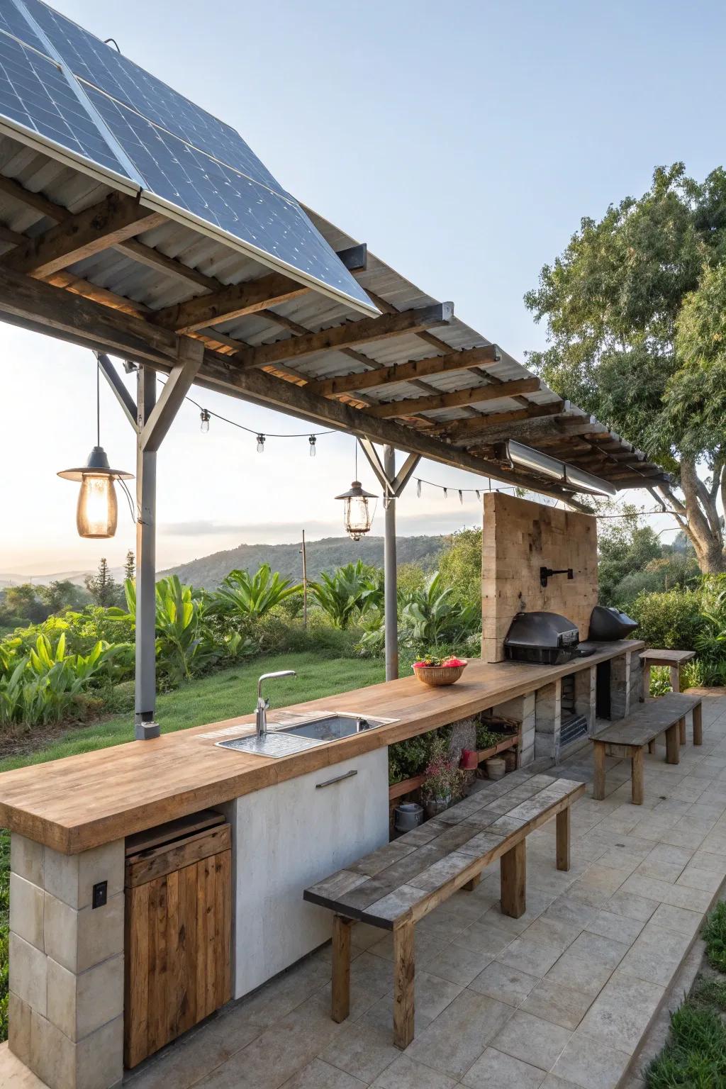 Eco-friendly solutions bring sustainability to luxury outdoor kitchens.