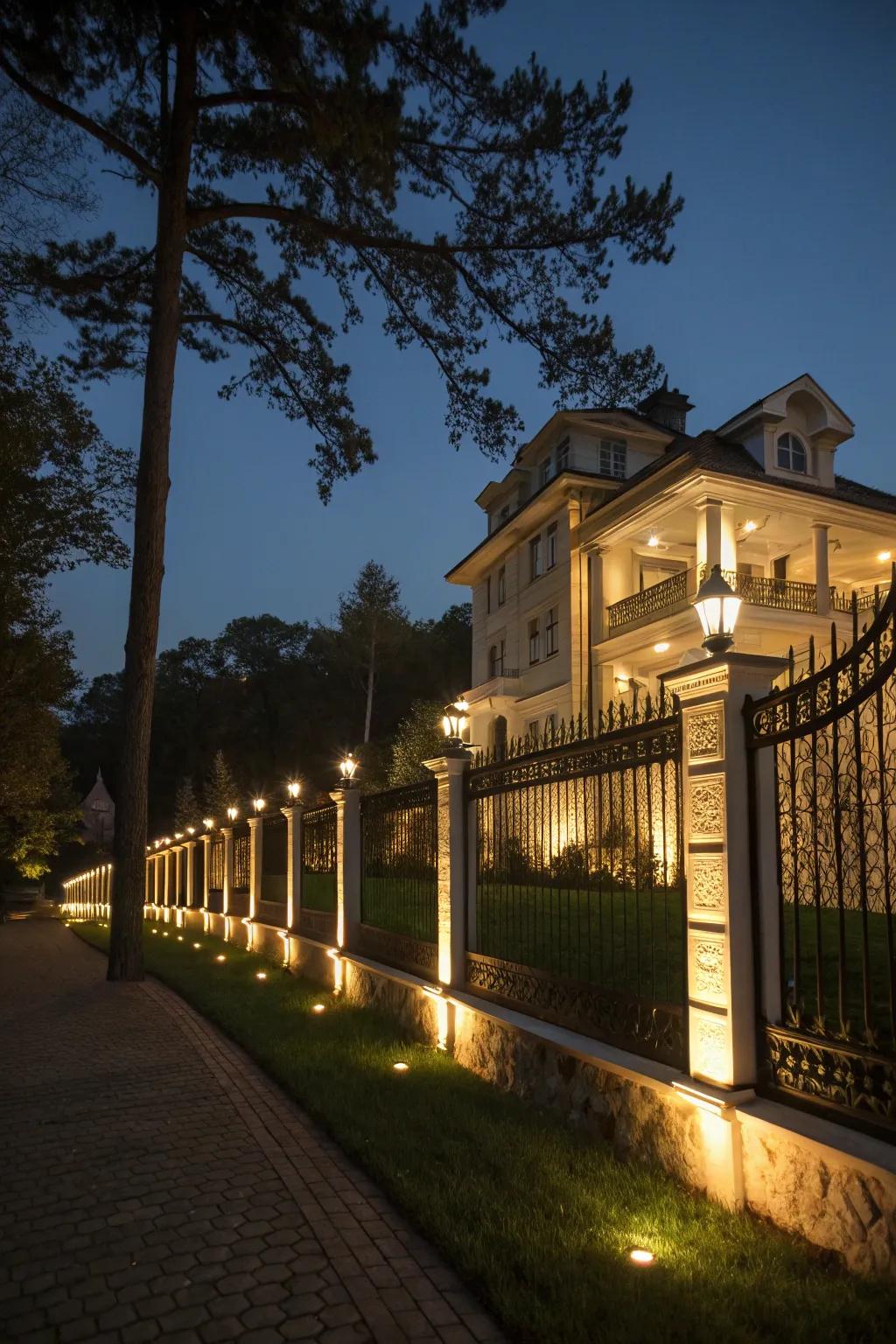 Enhance nighttime beauty and security with integrated lighting in your fence.