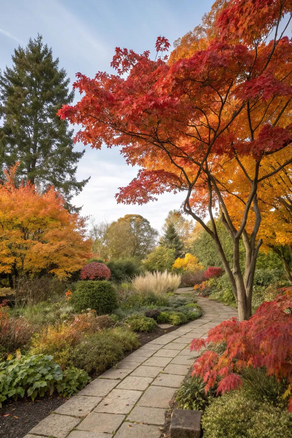 Maple trees help create a harmonious seasonal color palette.