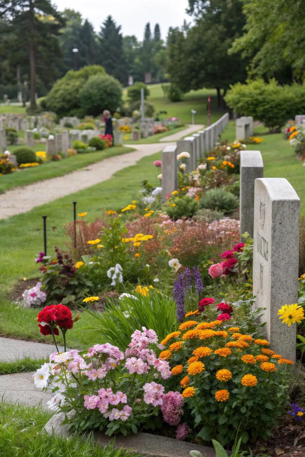 Seasonal blooms keep the memorial garden ever-changing.