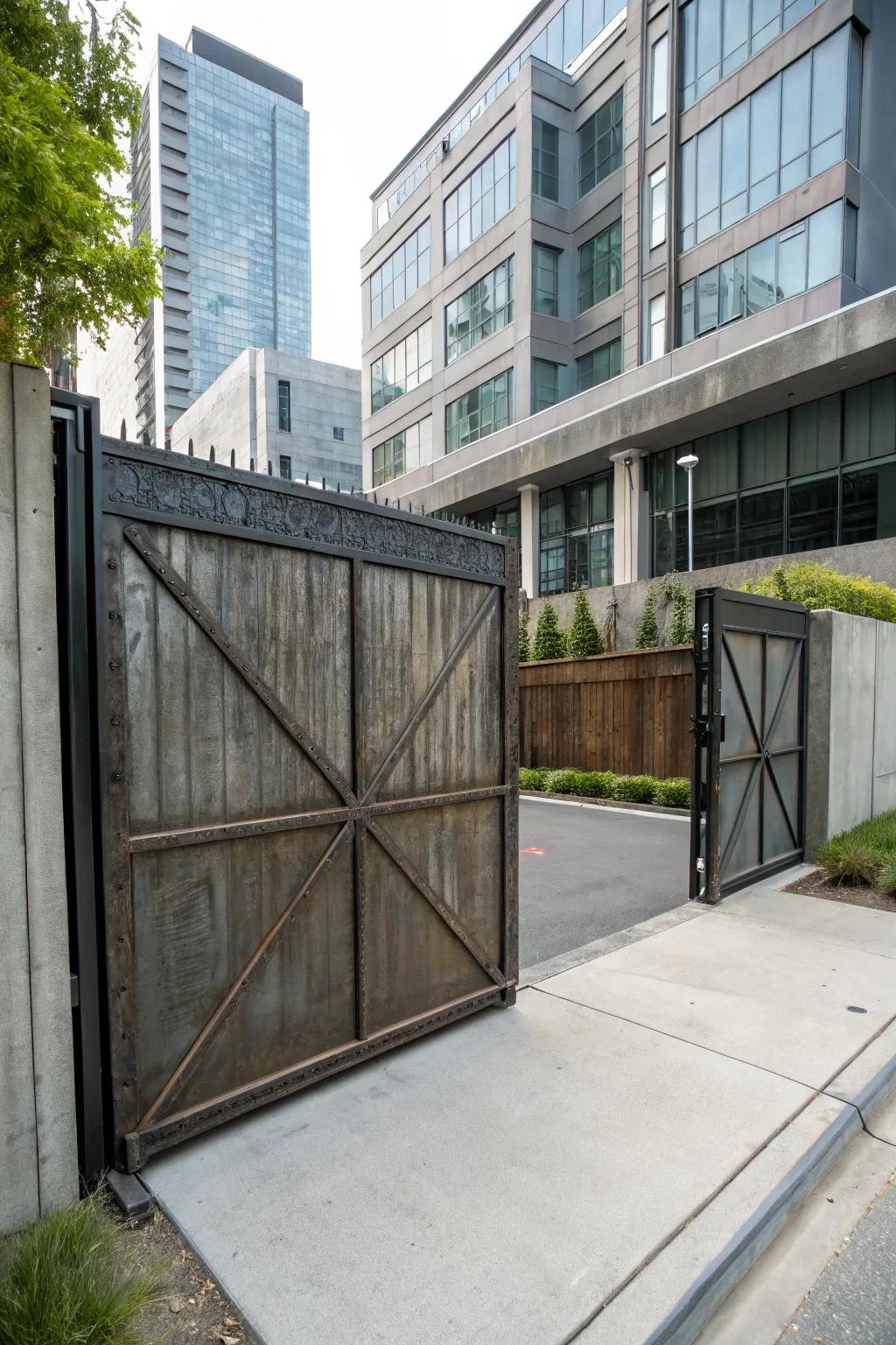 Industrial-style gates offer an edgy, modern feel.