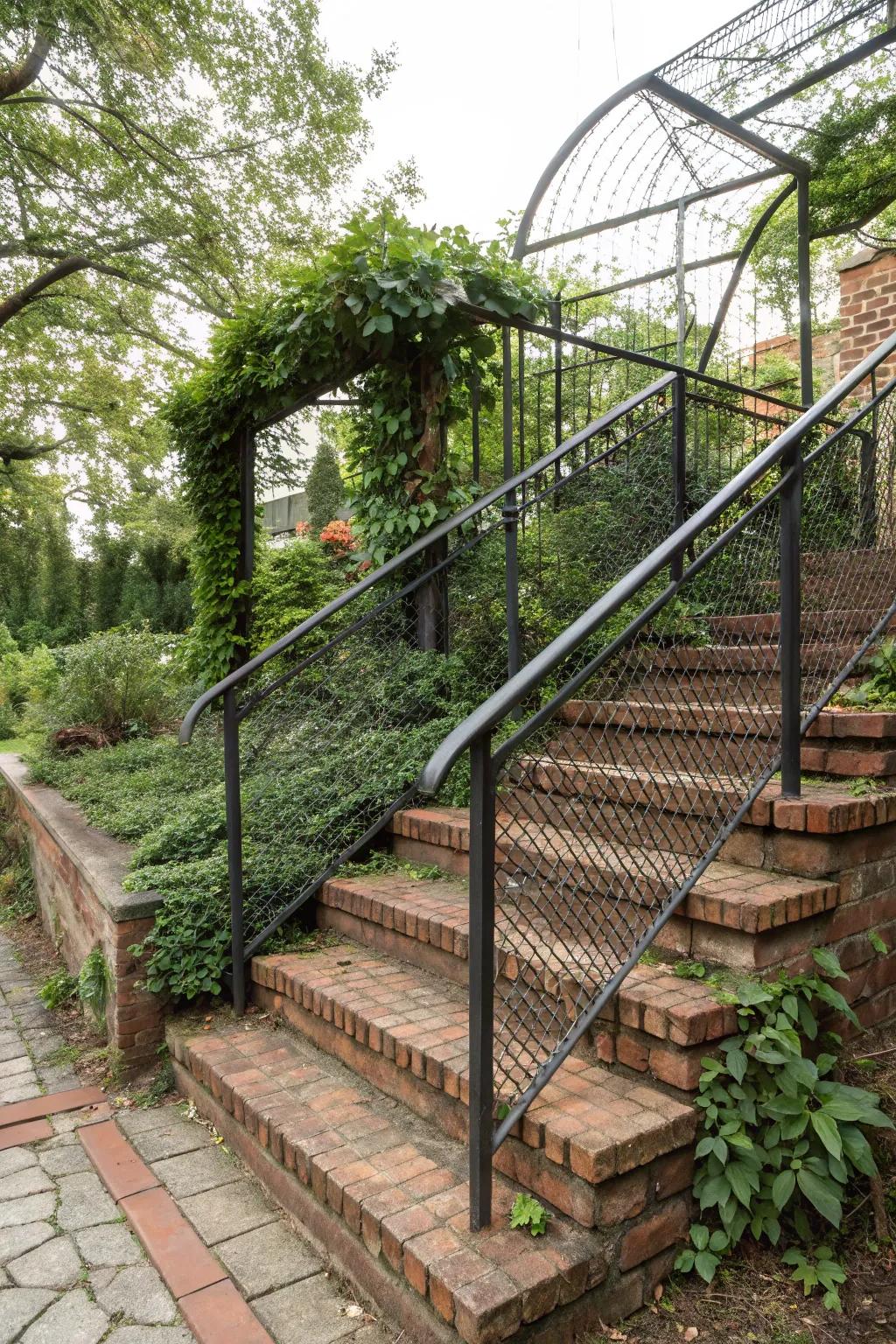 Mesh panels in handrails add a vintage touch and extra safety.