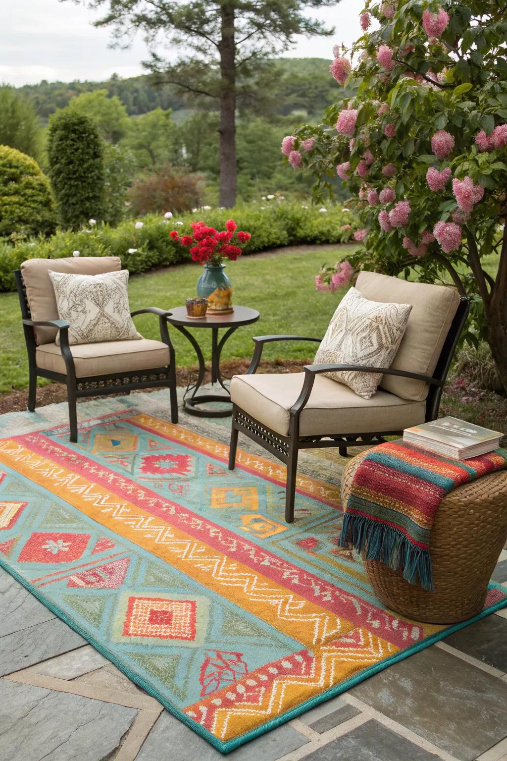 Outdoor rugs define and warm up your space.