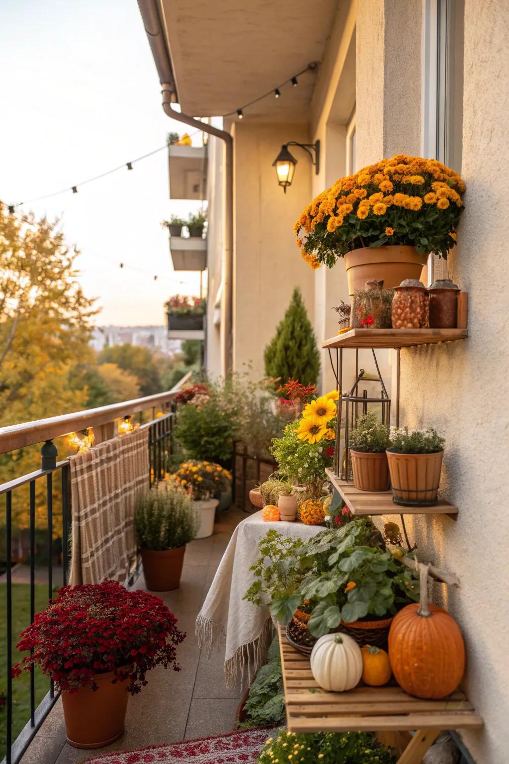 Refresh your balcony with seasonal decorations.