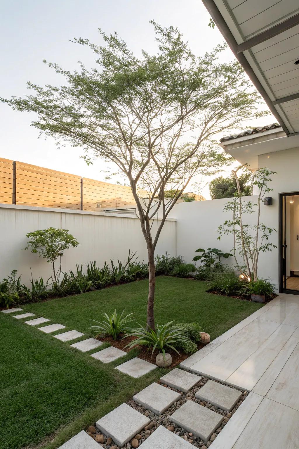 An ornamental tree providing a natural focal point.
