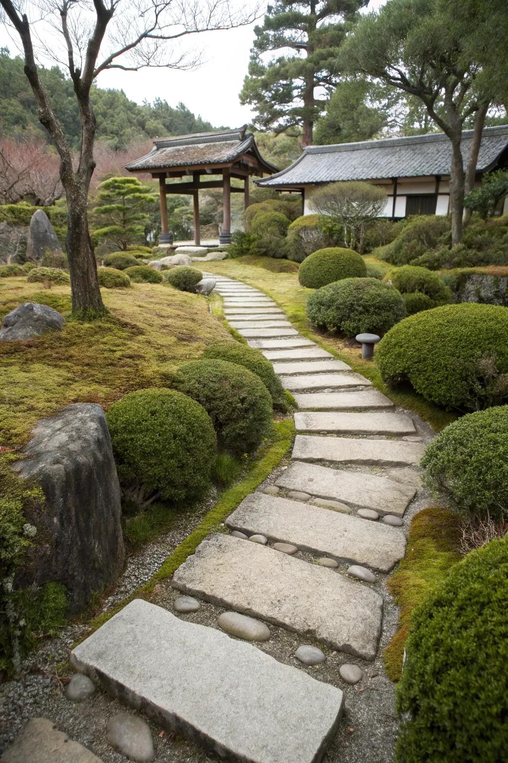 Stepping stones offer a mindful journey through the garden.