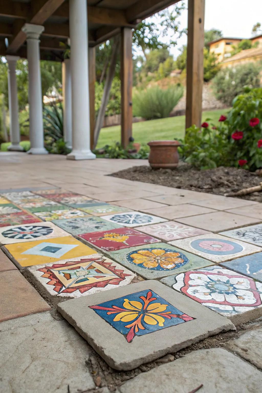 Artistic tiles bring creativity and personality to your patio.
