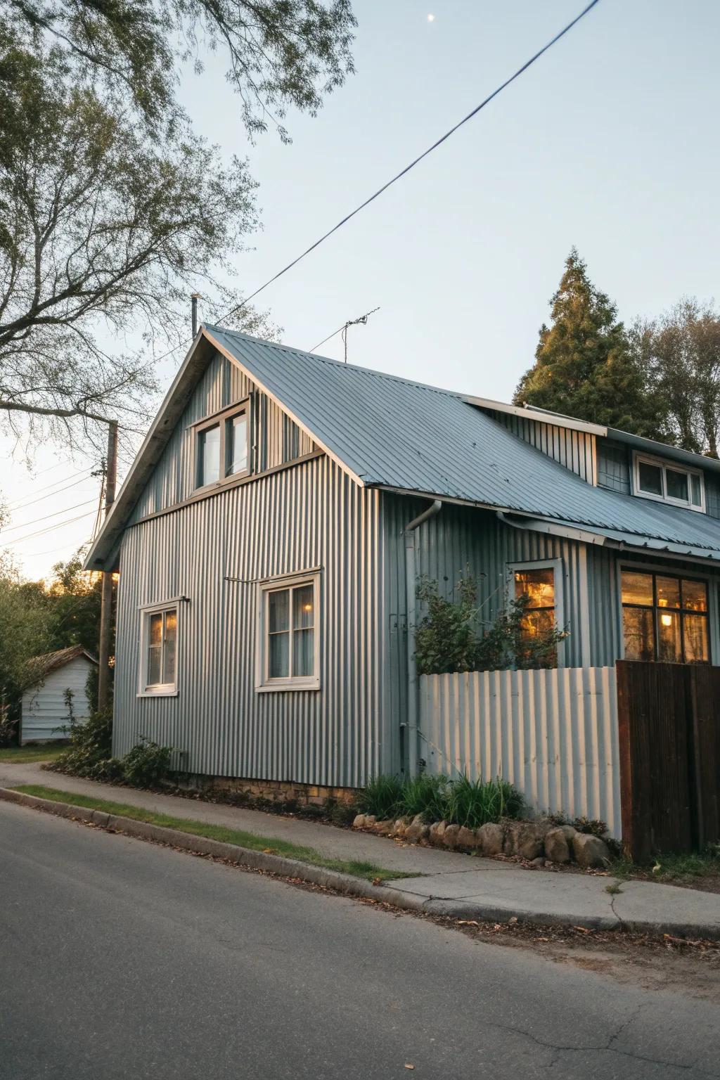 Corrugated metal provides a rugged, modern edge.
