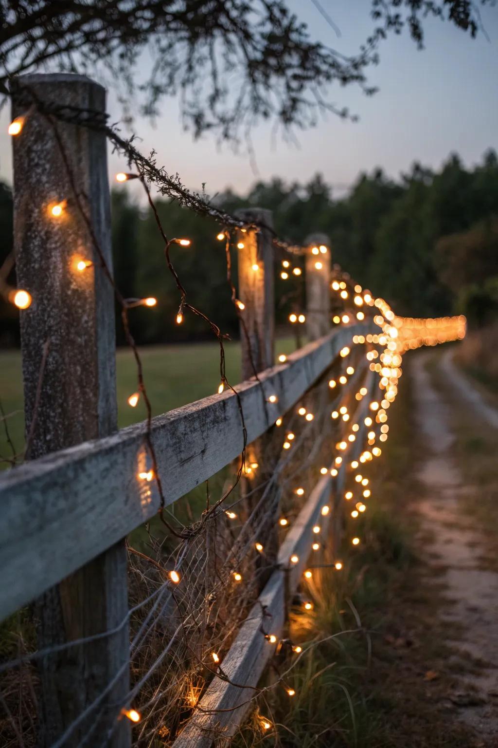 Add a fairytale touch with mystical string lights on your fence.