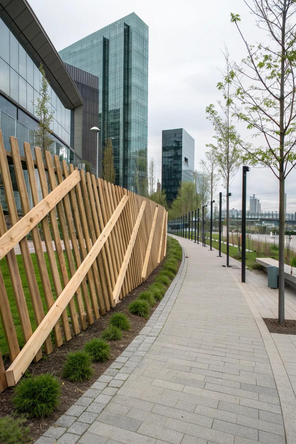 Floating fences add a sense of modern intrigue with their unique design.