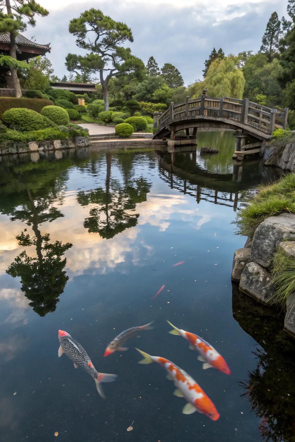 Enhance your pond's allure with reflective elements.