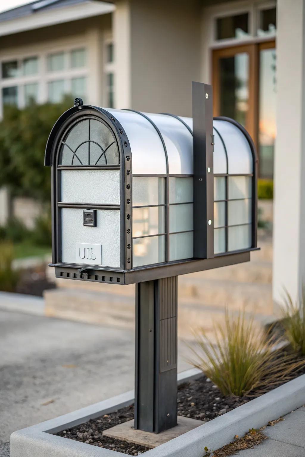 A tri-post design adds an architectural flair to this mailbox.