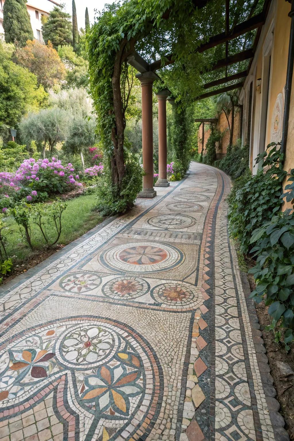 Mosaic pavers can transform your path into a work of art.