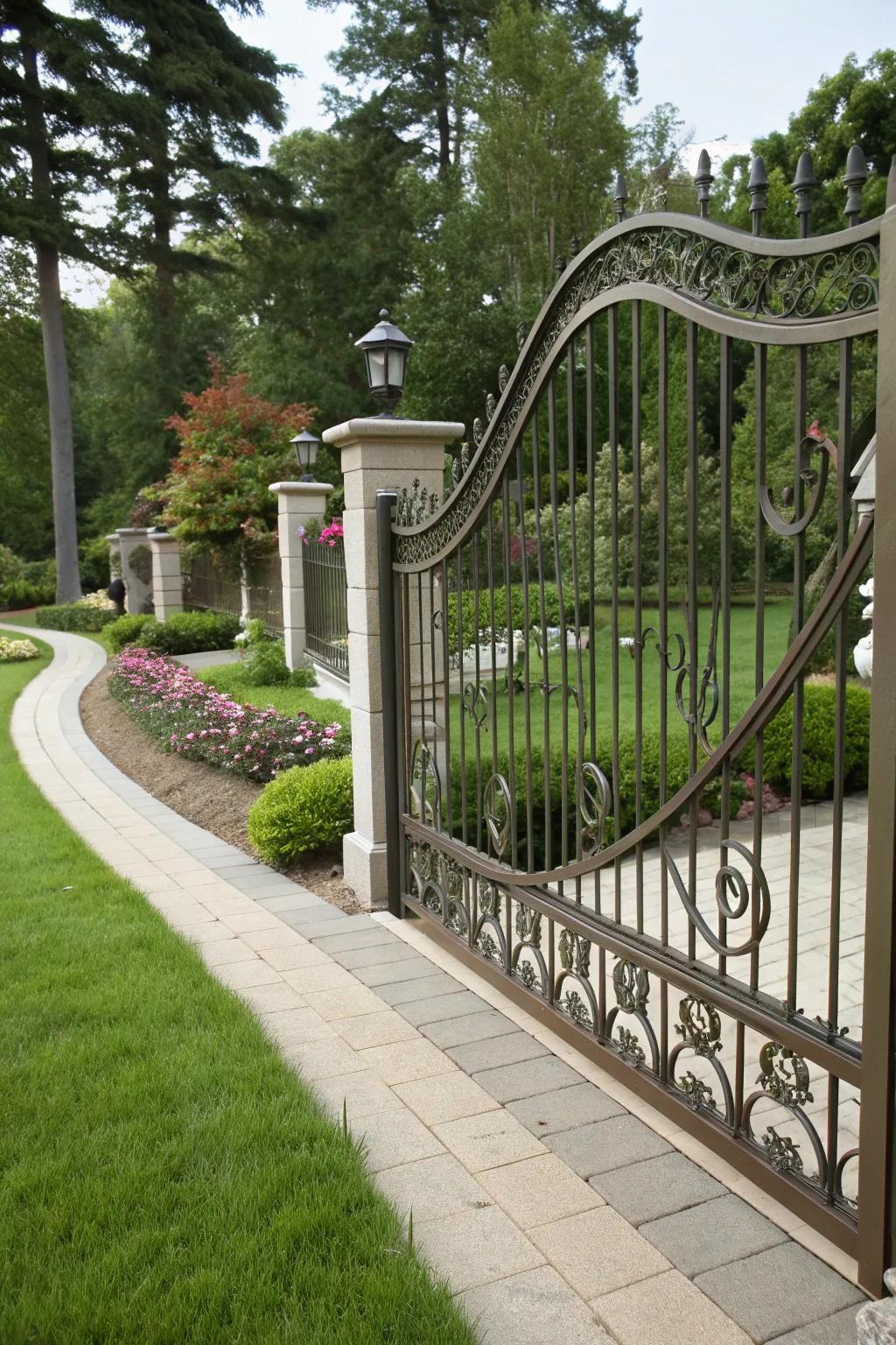 Curved design for an elegant and sophisticated gate.