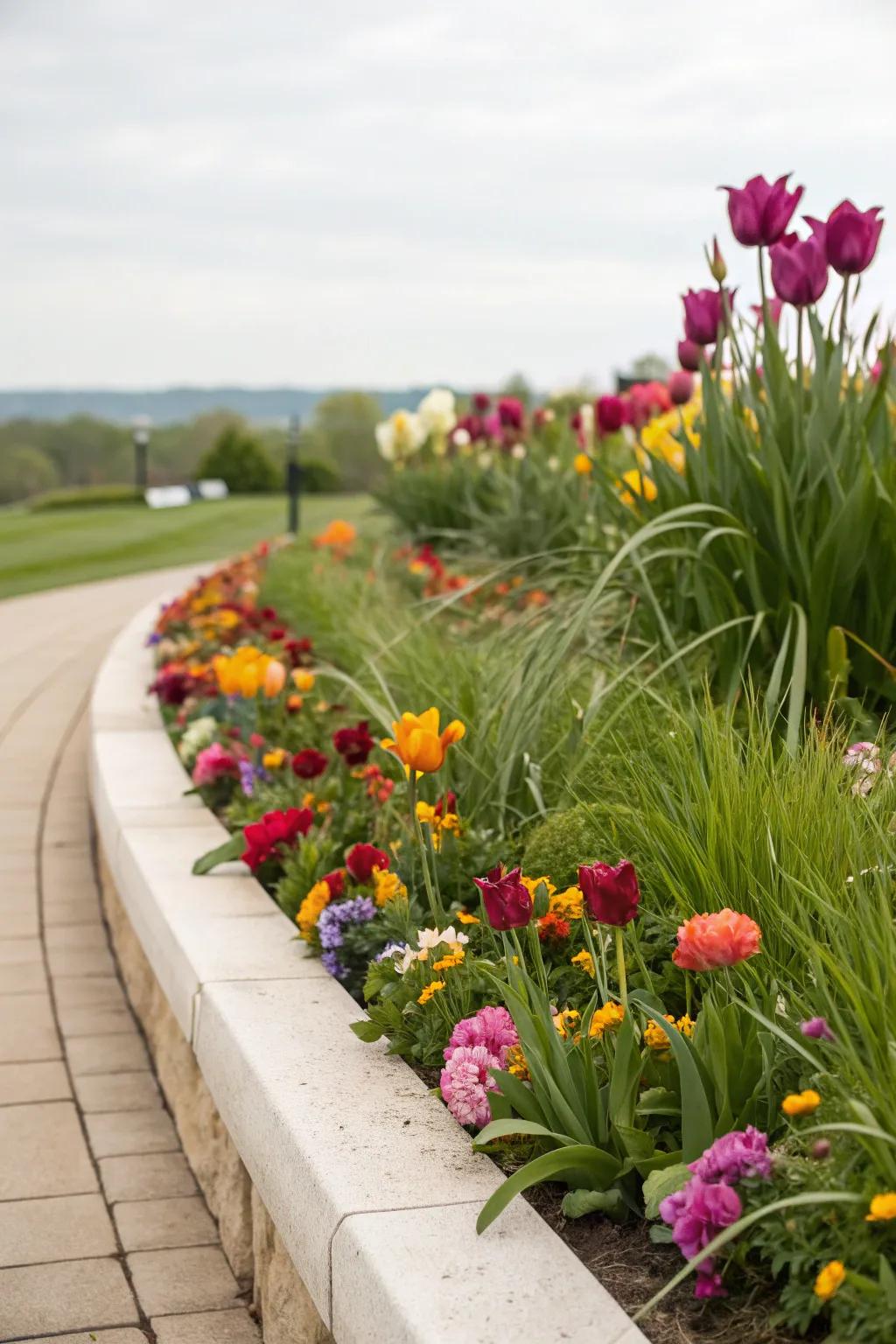 Keep flower beds tidy with monkey grass edging.
