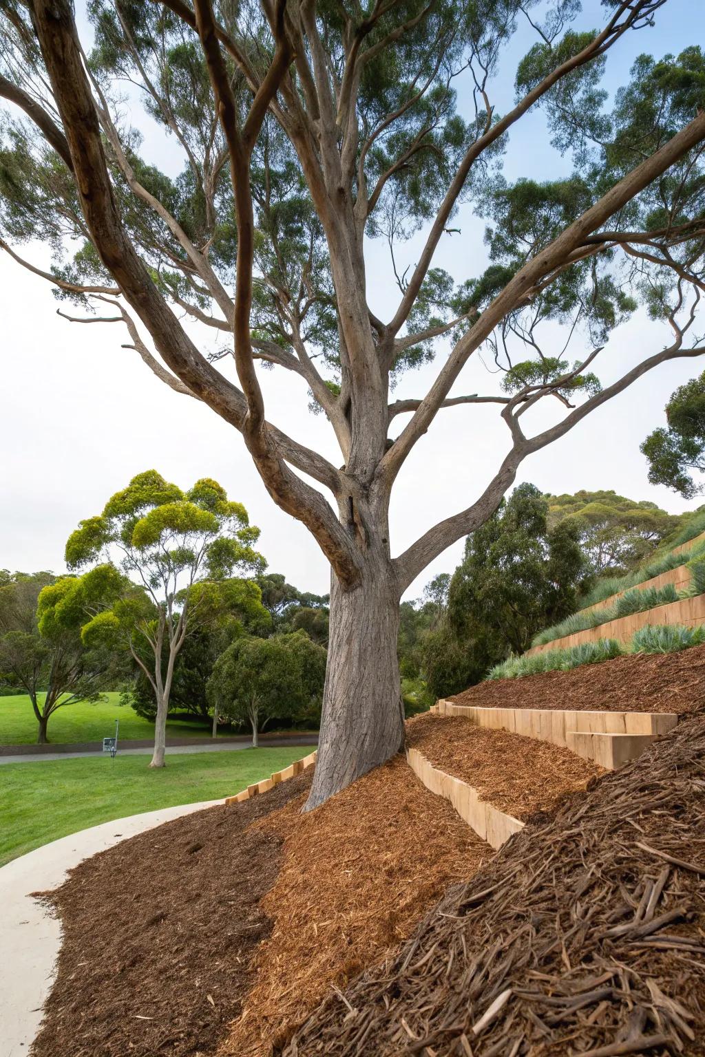 Tiered mulch layers add dimension and interest to your garden.