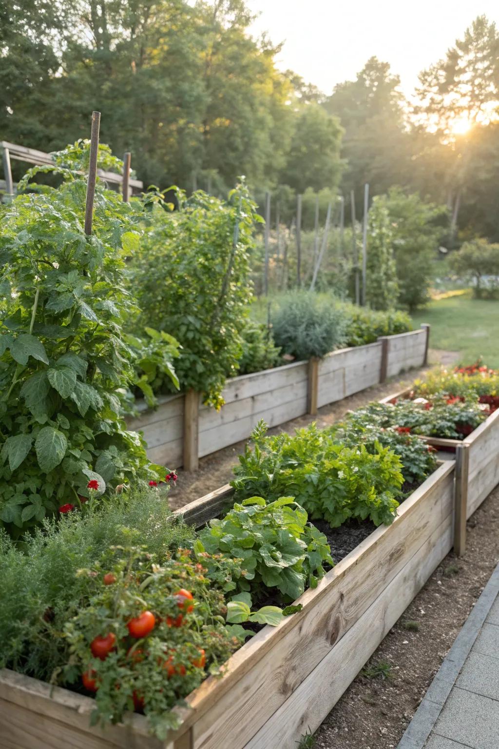 Functional gardening with raised beds.