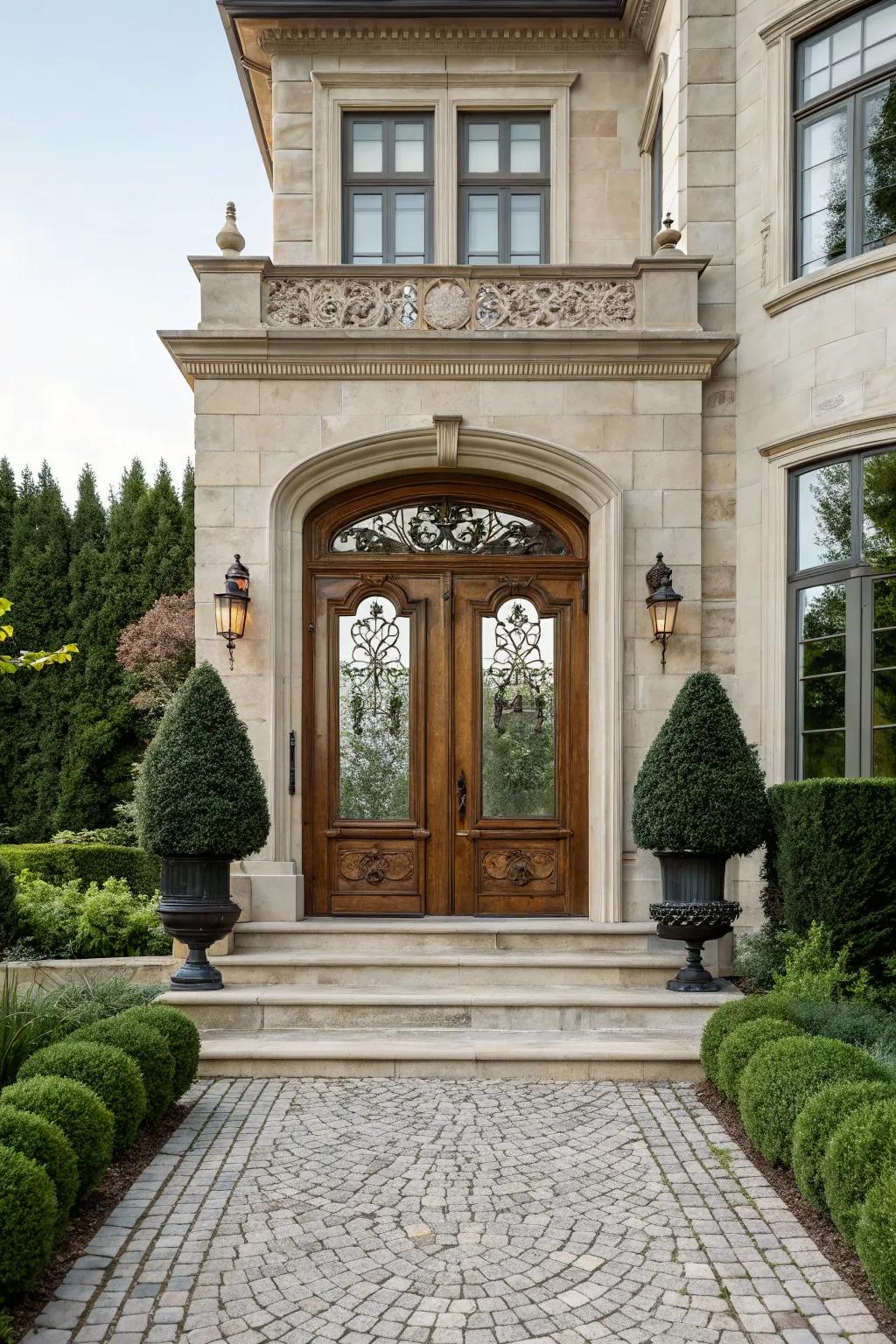 Double doors create a dramatic entrance.