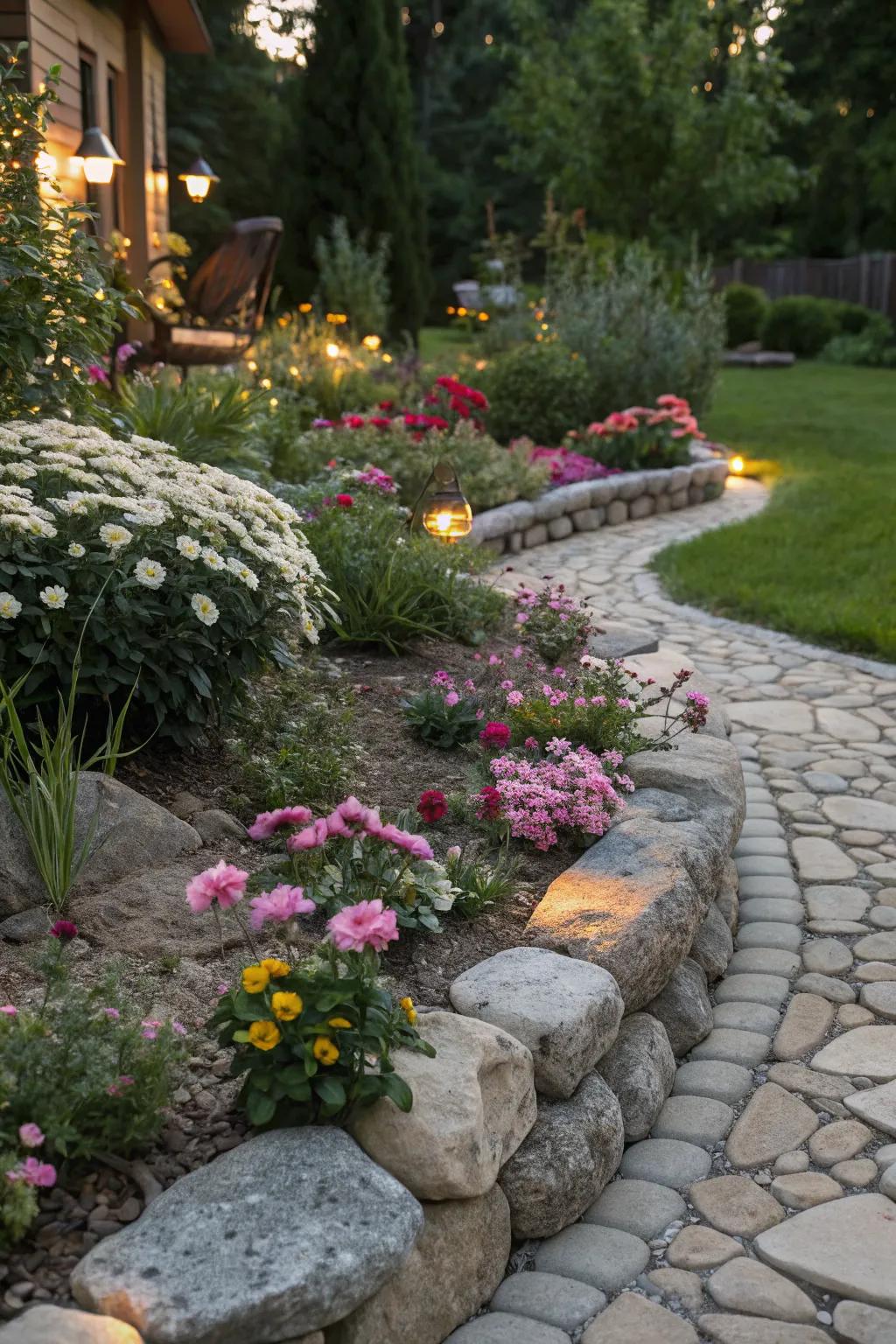 Creative edging defines spaces and enhances garden design.
