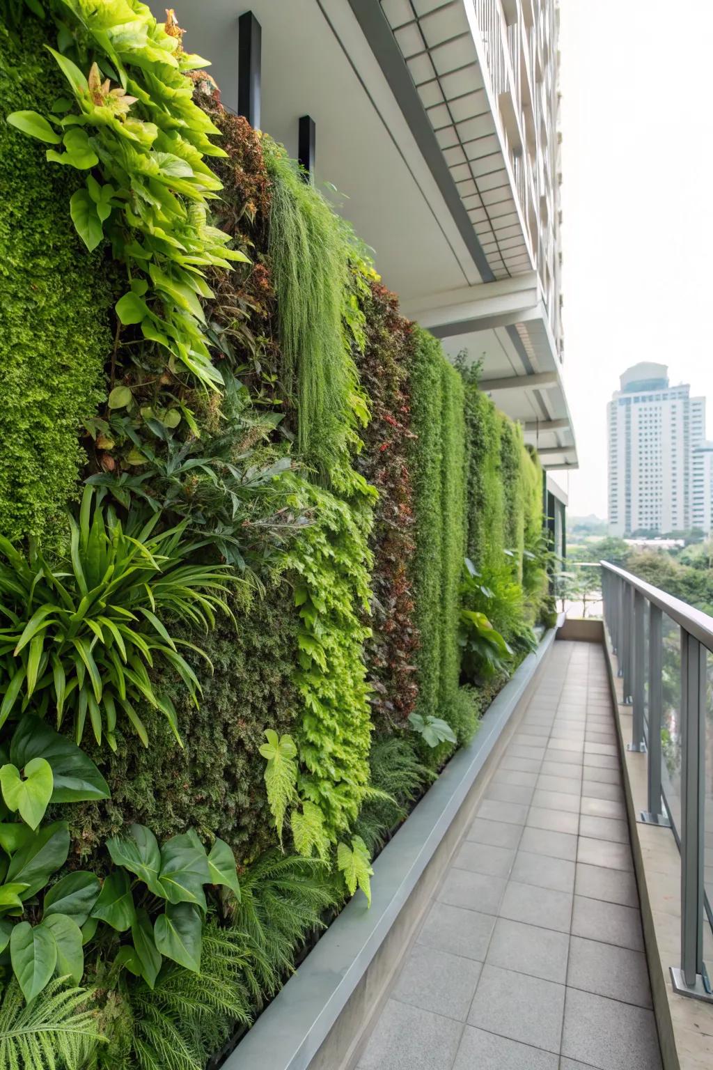 Vertical gardens maximize space and add greenery.