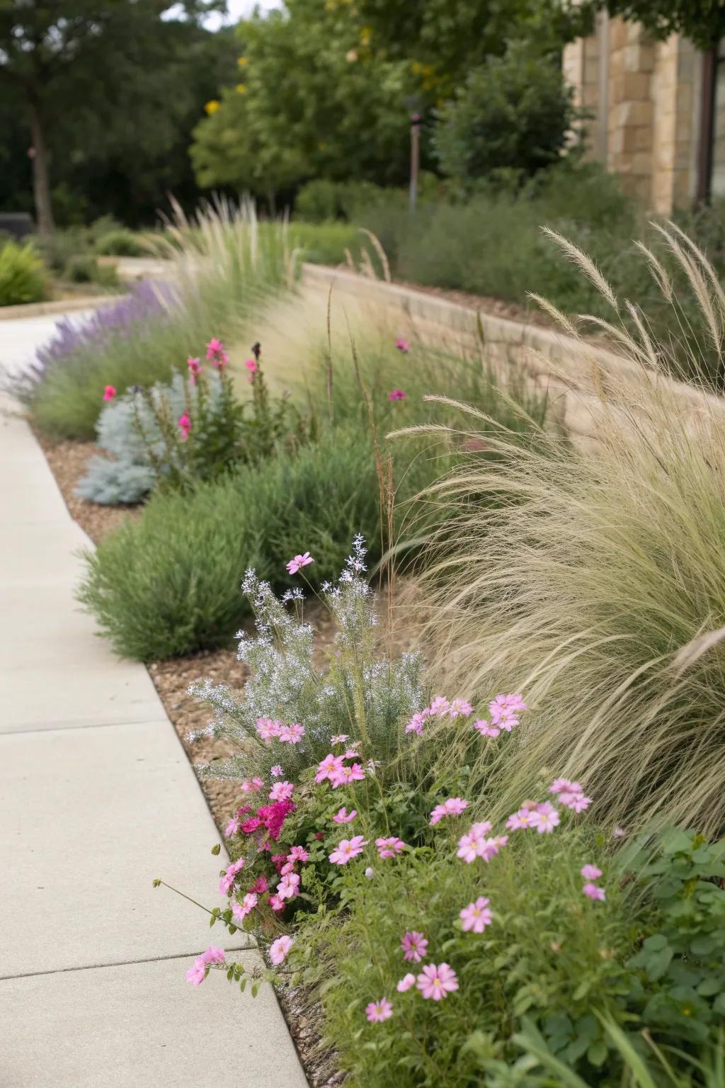 Combining textures creates a visually interesting garden.