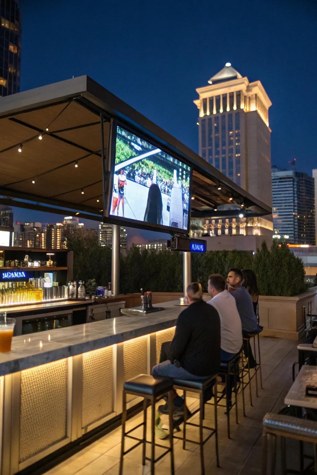 A retractable screen adds a touch of modern magic to your bar.