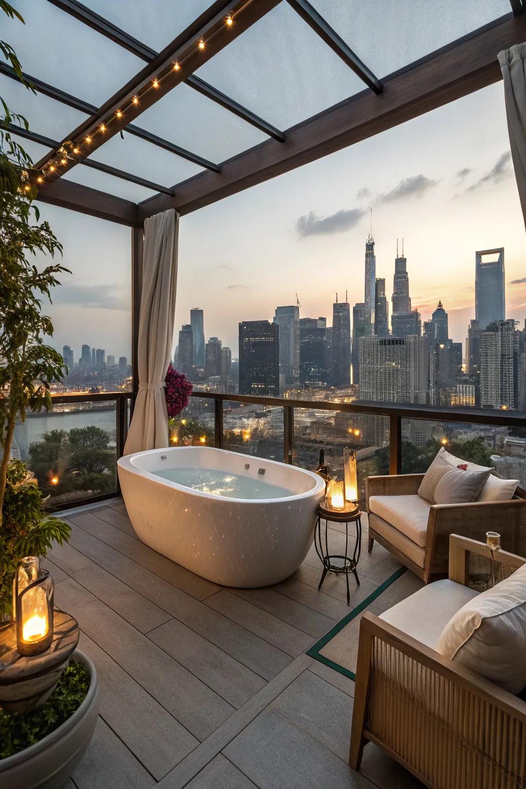 Rooftop bathhouses offer privacy and views.