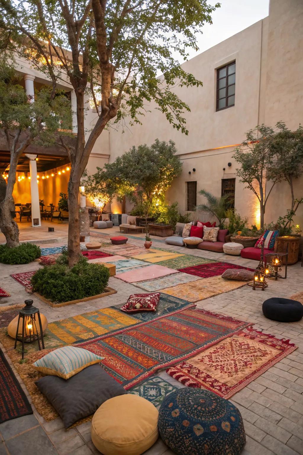 Outdoor rugs add comfort and style.