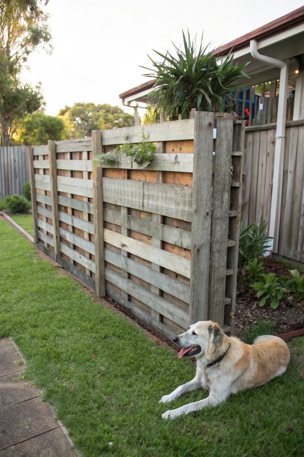 Pallet fencing offers a rustic and customizable DIY option.