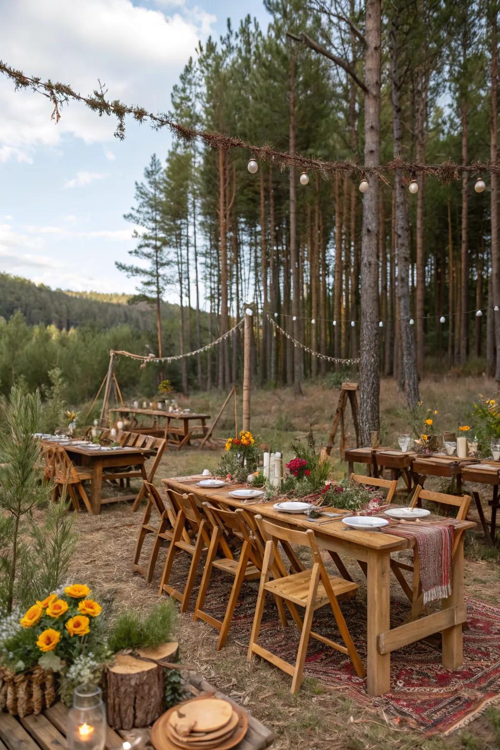 An enchanting woodland engagement party.