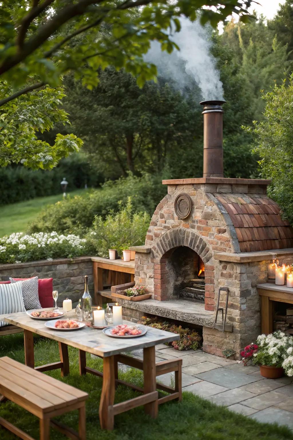 Impress your guests with a rustic outdoor pizza oven.