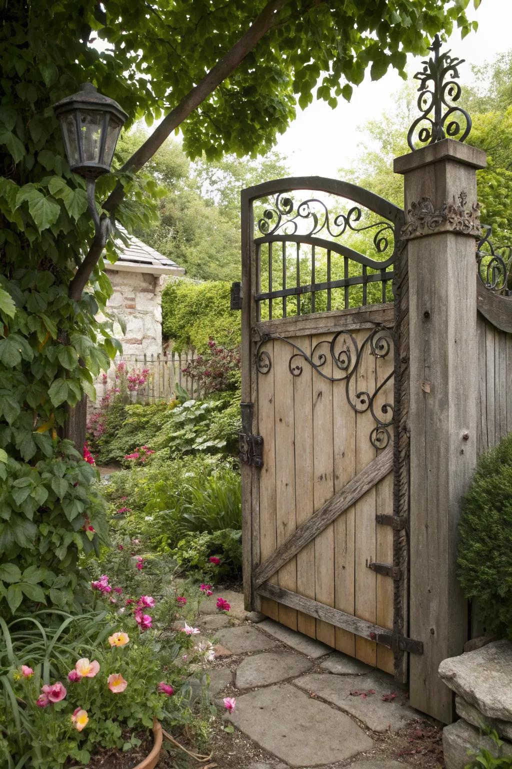 Vintage-style gates add character and charm with old-world elegance.