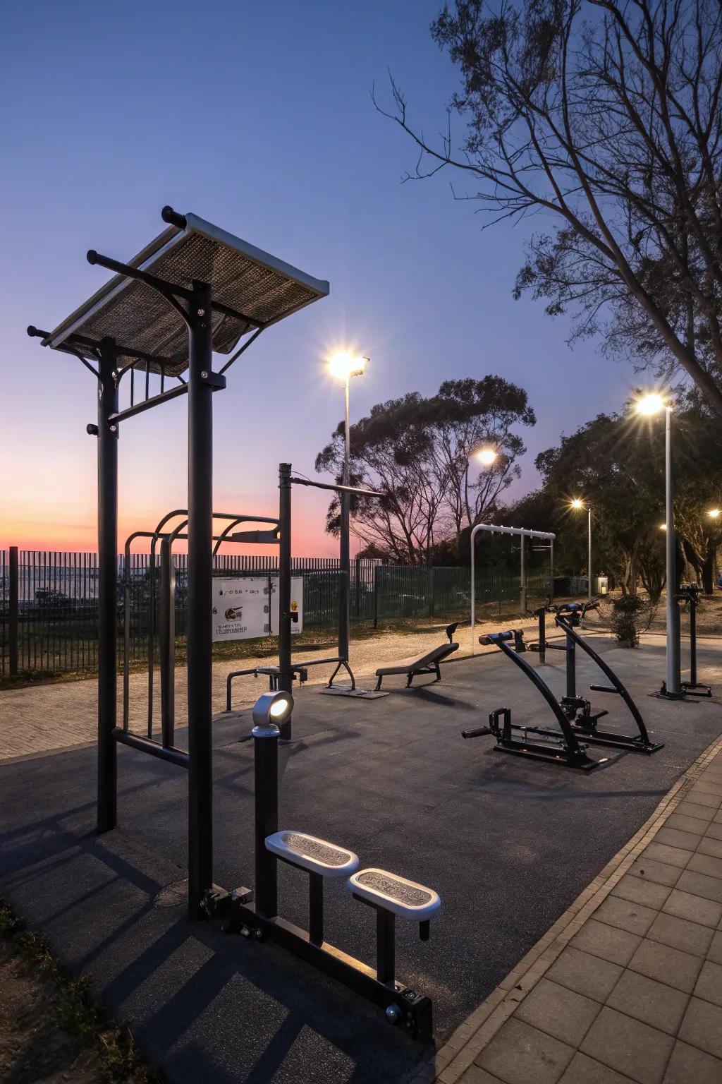Brighten your workouts with solar-powered lighting.