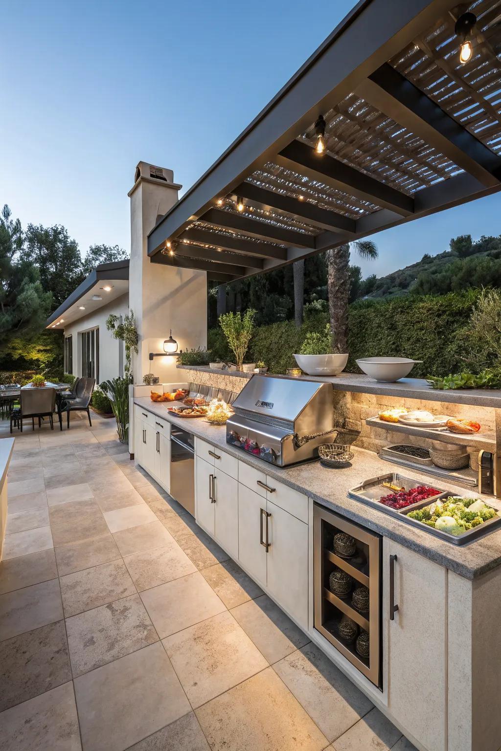 Multi-level countertops that enhance space organization.