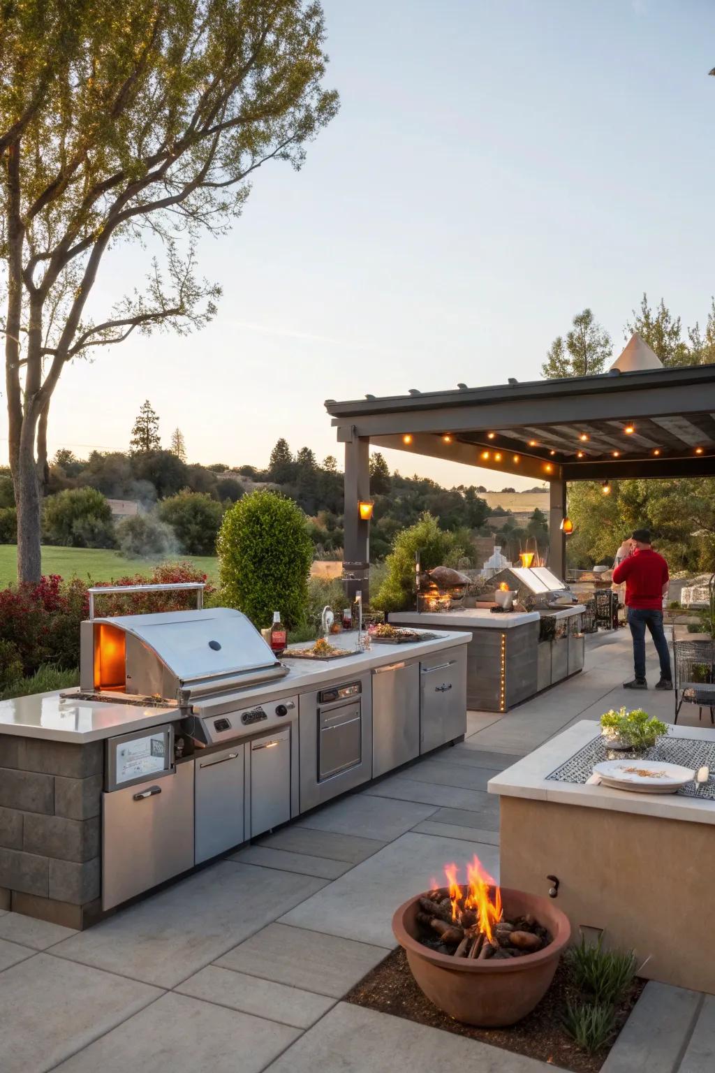 Interactive cooking stations invite guests to join the culinary fun.