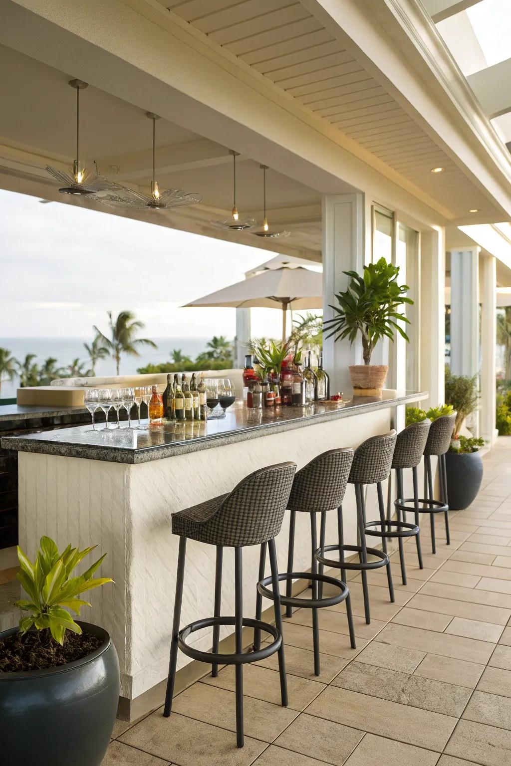 A bar area is perfect for entertaining.