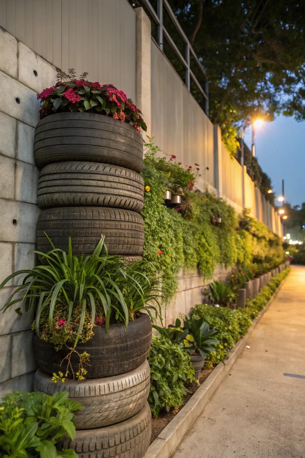 Recycled materials bring an eco-conscious flair to your living wall.
