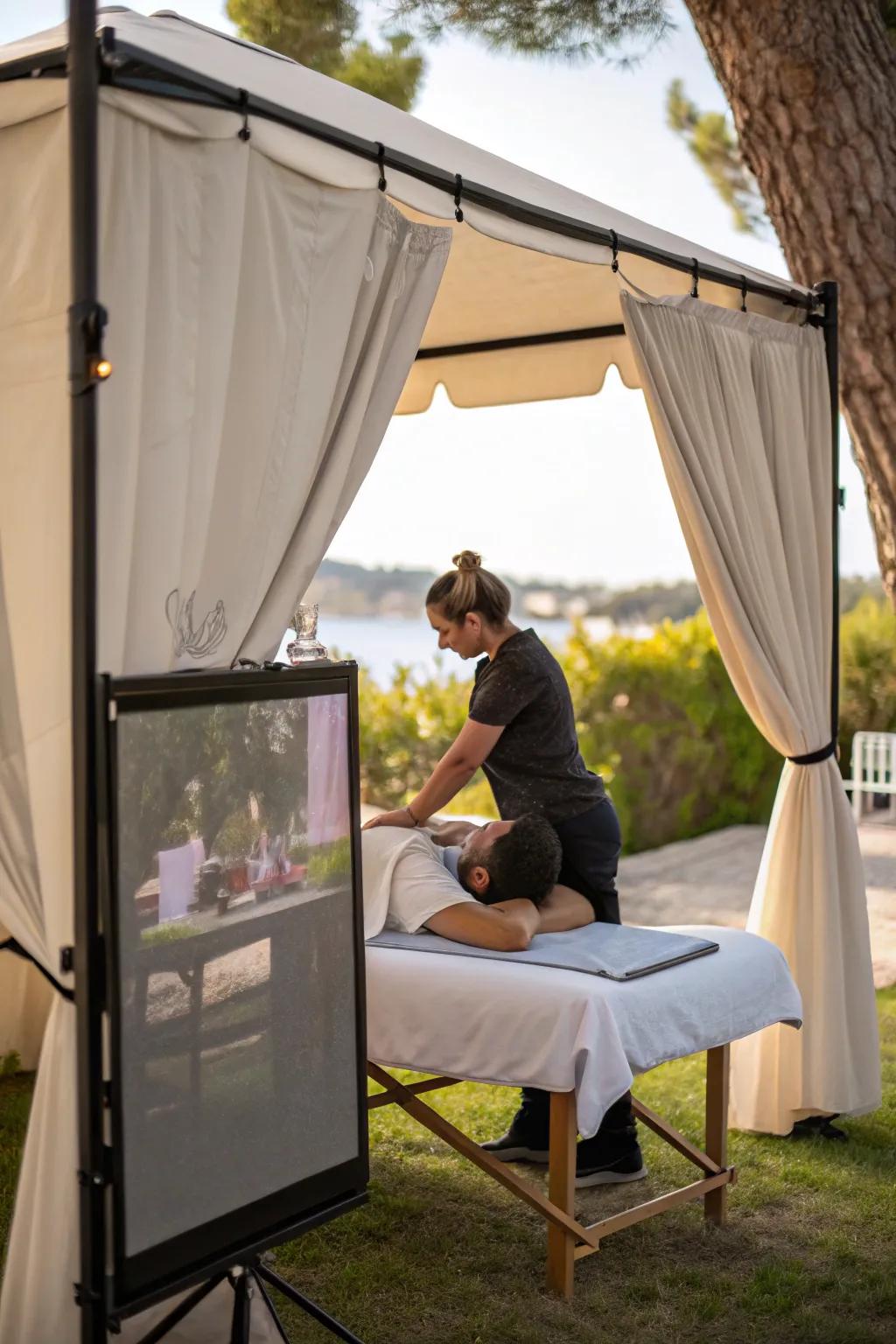 Portable screens offer flexible privacy for your massage.